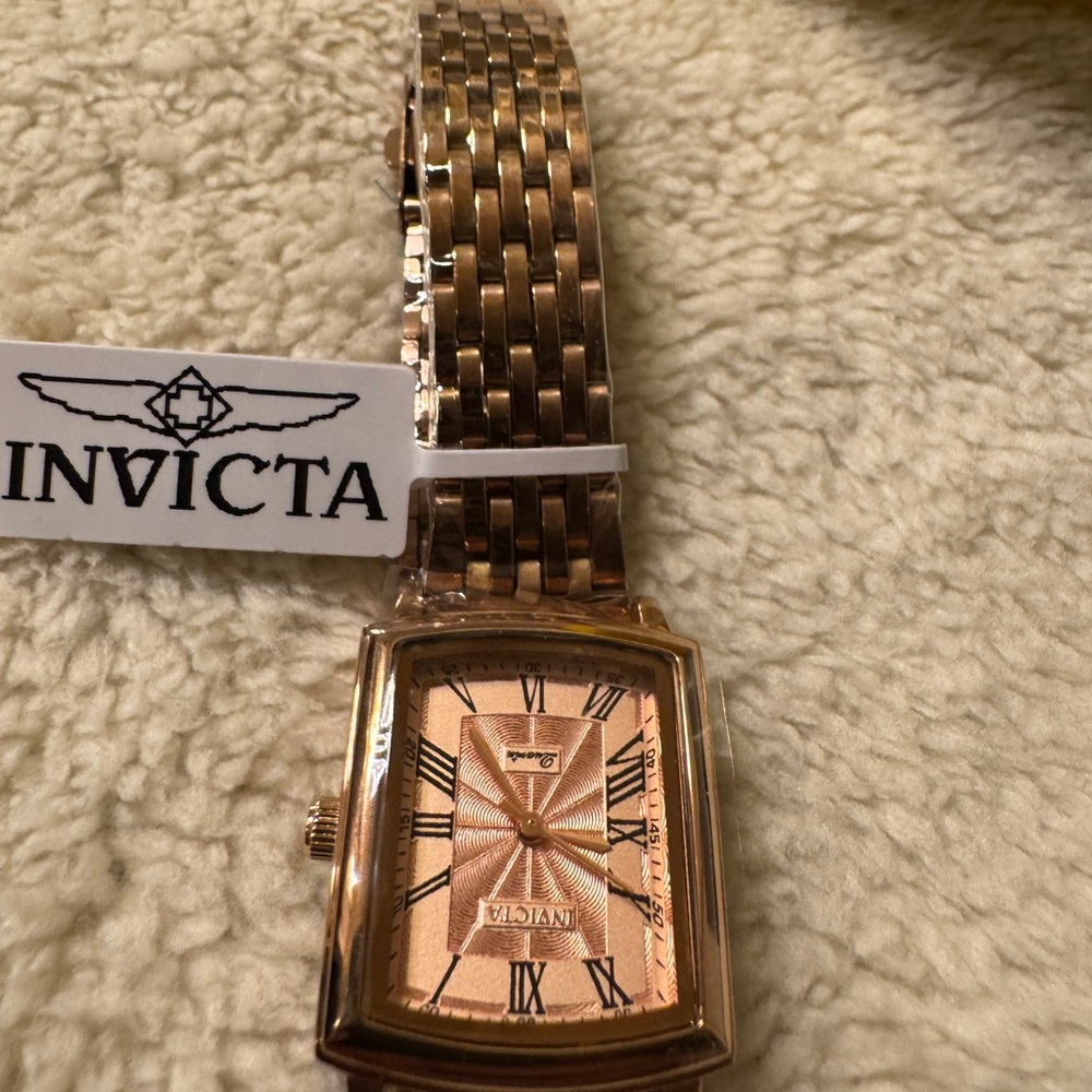 Invicta Rose Gold Rectangular Watch